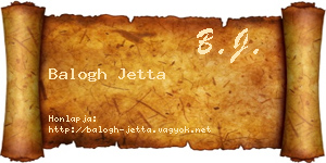 Balogh Jetta névjegykártya